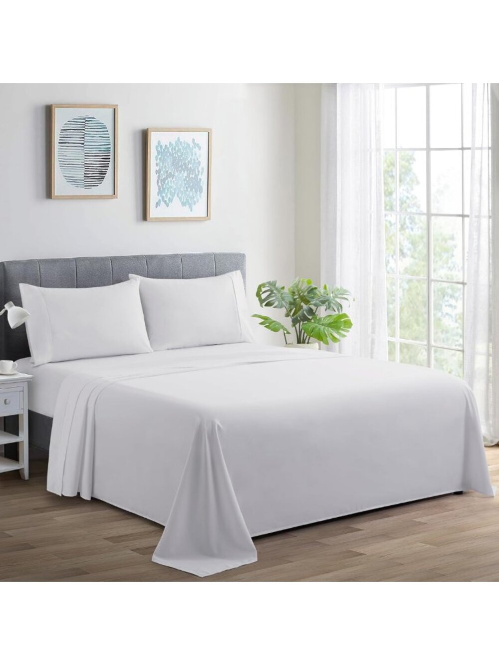 Ultra Soft 600 Thread Count Deep Pocket Queen Sheet Set, 4 Pieces, White Cotton